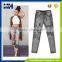 Europe station Europe and Russia personality BF wind hole beggar denim trousers pantyhose high smoke gray