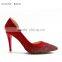 Custom christmas red color cheap high heel pumps for women diamond shoes