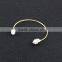 2015 Newest Metal Natural White Stone Adjustable Open Bangle