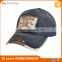 Handmade Frayed Cotton Leather Patch Breathable Low Profile Baseball Cap Hat