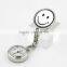 Luminous Smile Shape Stainless Steel Metal Nurse Quartz Pocket Clip On Fob Watch With Calendar