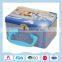 Customized rectangular metal lunch tin box with a plastic handle