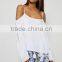 Fashion Chinese wholesale long sleeves off-shoulder white women blouses