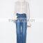 Lady's Long Sleeve Stand Collar Transparent Chiffon Blouse