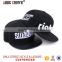 Flat brim hip hop embroidery black snapback cap