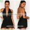 Pleated elastic waist halterneck summer playsuit