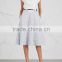 Wholesale Women Apparel Flared Striped Cut-out Belted White Cotton Skirt(DQE0361SK)