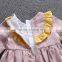 Kids Clothing Wholesale Stripe Longsleeve Ruffle Lining Dresses Baby Children