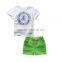 Wholesale summer cotton printing boys kids clothes clothing set