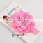 NEW grosgrain ribbon Baby Headbands Boutique flower +girls elastic hair bands+pearl hair accessories for kids