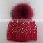 Top quality wool blend girls hat knitted adults bling bling hats