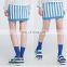 Instyle OEM fast delivery Blue and white stripes knitted fabric fancy skirt top designs micro mini skirt