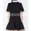 2016 hot selling popular Bird collar black peplum dress fashionable mature women wear