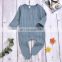 Male and female infants and children pure cotton knitted pit strip lattice pocket one-piece romper romper wrap foot