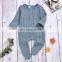 Male and Female Infants and Children Pure Cotton Knitted Pit Strip Lattice Pocket One-piece Romper Romper Wrap Foot