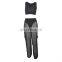 2020 New Arrival Wholesale Two Pieces Outfits Color Block 2 Piece Transparent Sexy Crop Top Suit Short Woman Set