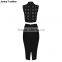 Summer dress Jenny Fashion 2016 New Hot Selling Elegant And Sey Women Black Two Piece Set Mesh Evening Party Bandage Dress Banda
