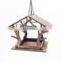 wooden hut shape bird feeder for outdoor hanging
