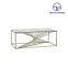 Tiptop living room Furniture modern Clear Glass Top Coffee Table with Brushed Stainless Steel Base
