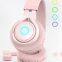 New arrival head-mounted cute wireless headphone children's headset with microphone LED light hearing protection earphone