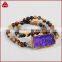 Boho White Onyx Jasper Gemstone Beaded Stretch Bracelet With Druzy Bar Stone