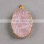 Rough quartz druzy pendant, 18k gold plated brass druzy pendant, designer druzy pendant