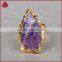 Natural rough stone arrowhead amethyst ring