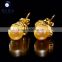 fashion jewelry golden and white 7--7.5mm japanese akoya saltwater pearls earrings