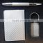 innovative office new year gift set with pen and leather card holder, stainless steel keychain
