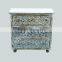 INDIAN WOOD WHITE FINISH CARVED DRAWER CHEST