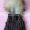 Cute Style Baby colourful Hats For Kids With Raccoon Fur Balls Knitted Baby Kids Hats