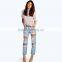 light blue large rip boyfriend denim pants JXA114