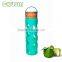 transparent glass water bottle with beautiful design and food grade silicone sleeve