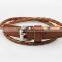 Best seller new design jewelry leather bracelet bangles from China,Wrapped Multilayer Genuine Leather Bracelet with Braided Rope