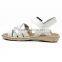 China Wholesale Import Pure White Color Open Toe Girls Flat Sandals with Buckle
