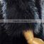 Soft simple elegant dark blue turkey fur coat
