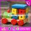 New design toddlers building blocks wooden pull train toy W05C072