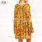 Fashion Retro Vintage 1950s Dress Yellow Flower Print Tie Detail Shift Dress HSd7077