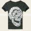 2016 Men Deep V Neck Summer Cotton Skull Print Slim T Shirt
