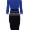 Women's Vintage Colorblock Career Bodycon Dress