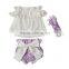 New arrival baby girl open shoulder top shorts outfits,pompom top set