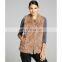 Taupe Rabbit Fur V-neck Vest /quality Supplier+OEM+ODM