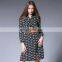 Side vent open chiffon print dress hot sell styles chiffon bow dress