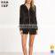Cheap custom tracksuit sportswear black striped side zip top and shorts velvet tracksuits for women