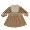 6532 Kids girls boutique spring fashion long sleeve cotton and linen dress