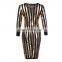 Golden stripe soft and cold hand feeling black evening dress dancing queen dresses for wholesale cheap