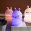 New design baby bedside silicone light 7 colors changing tap bunny led night light