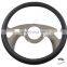 Half Wrapped 'BOOMERANG' STYLE STEERING WHEEL-3405 Billet Chrome Leather 14