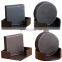 New Arrival Black Unique Creative Luxury Tableware Leather Logo Custom Coasters Drinks