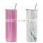 stainless steel glitter double walled blank customized skinny sublimation tumbler with lid and straw